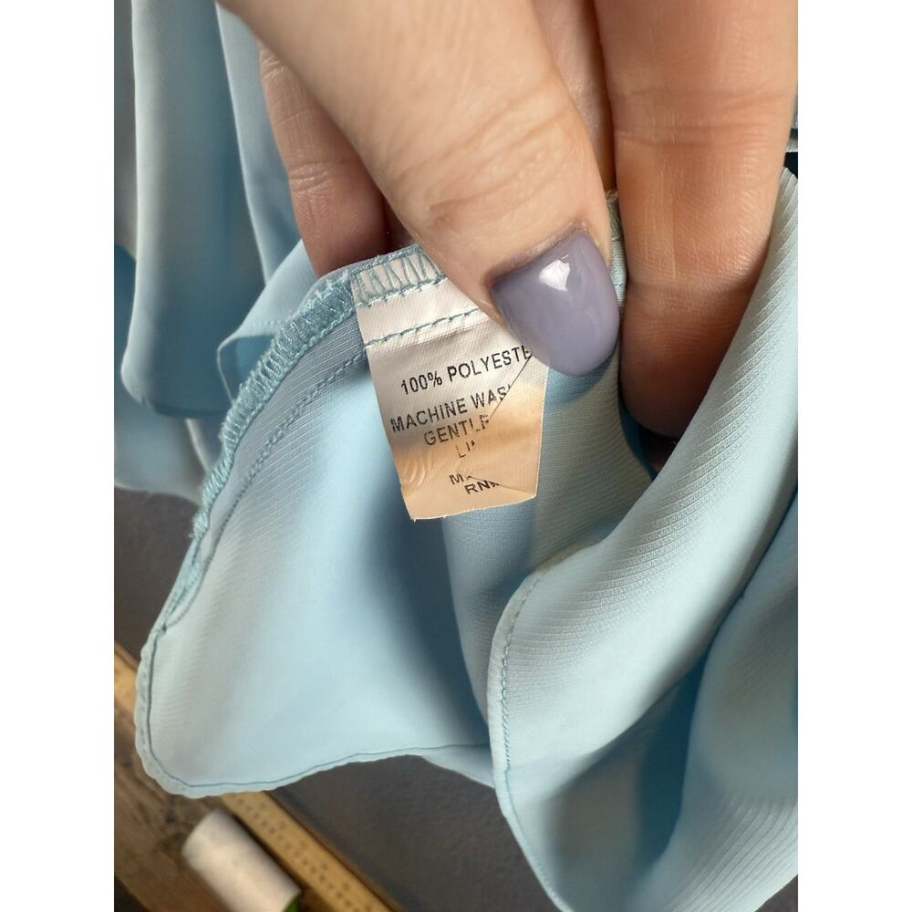 Amanda Uprichard Light Blue Dress XS V Neck Ruffle Smocked Mini Party - Picture 8 of 10